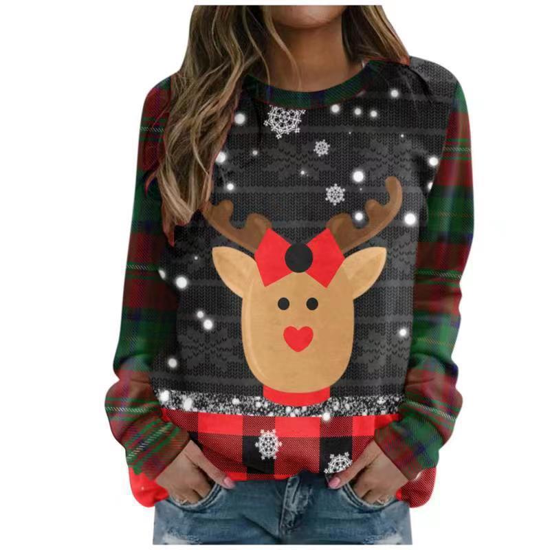 Elf Print Long Sleeve Crew Neck Sweatshirt