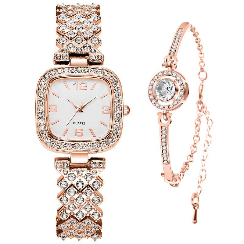Small Square Full Diamond Women's Bracelet Wristwatch