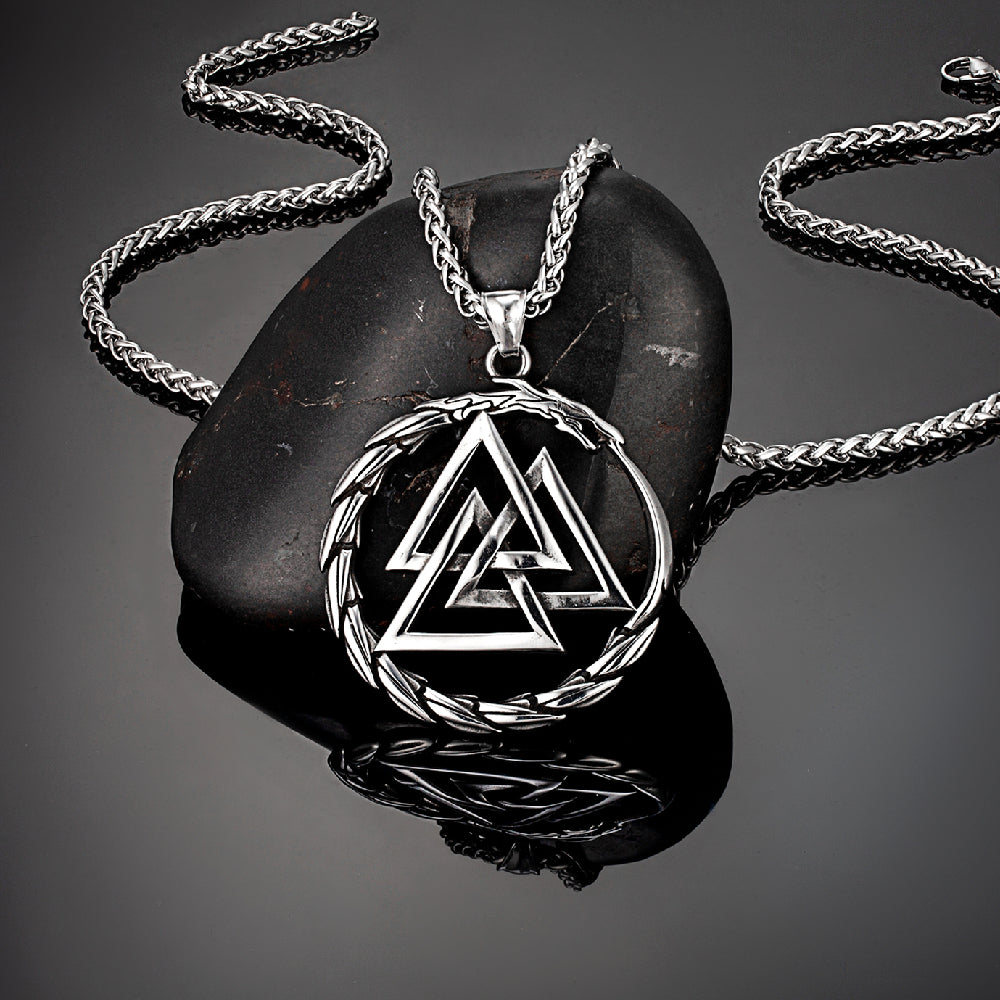 Punk Vikings Dragon Stainless Steel Nordic Run Necklace