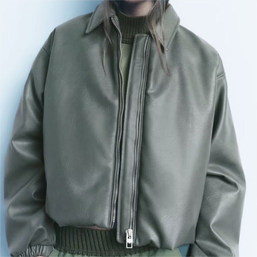 Women Winter Polo Collar Faux Leather Coat Coat Fashionable Warm Faux Leather Jacket