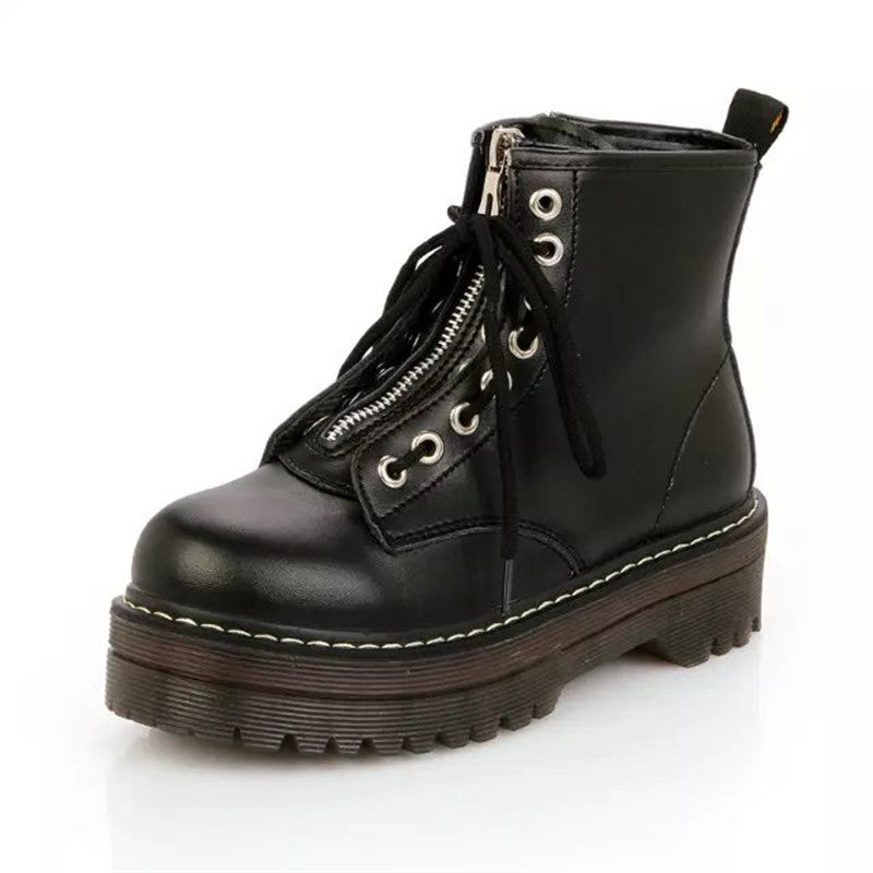 Round Toe Front Lace Up Womens Martin Boots