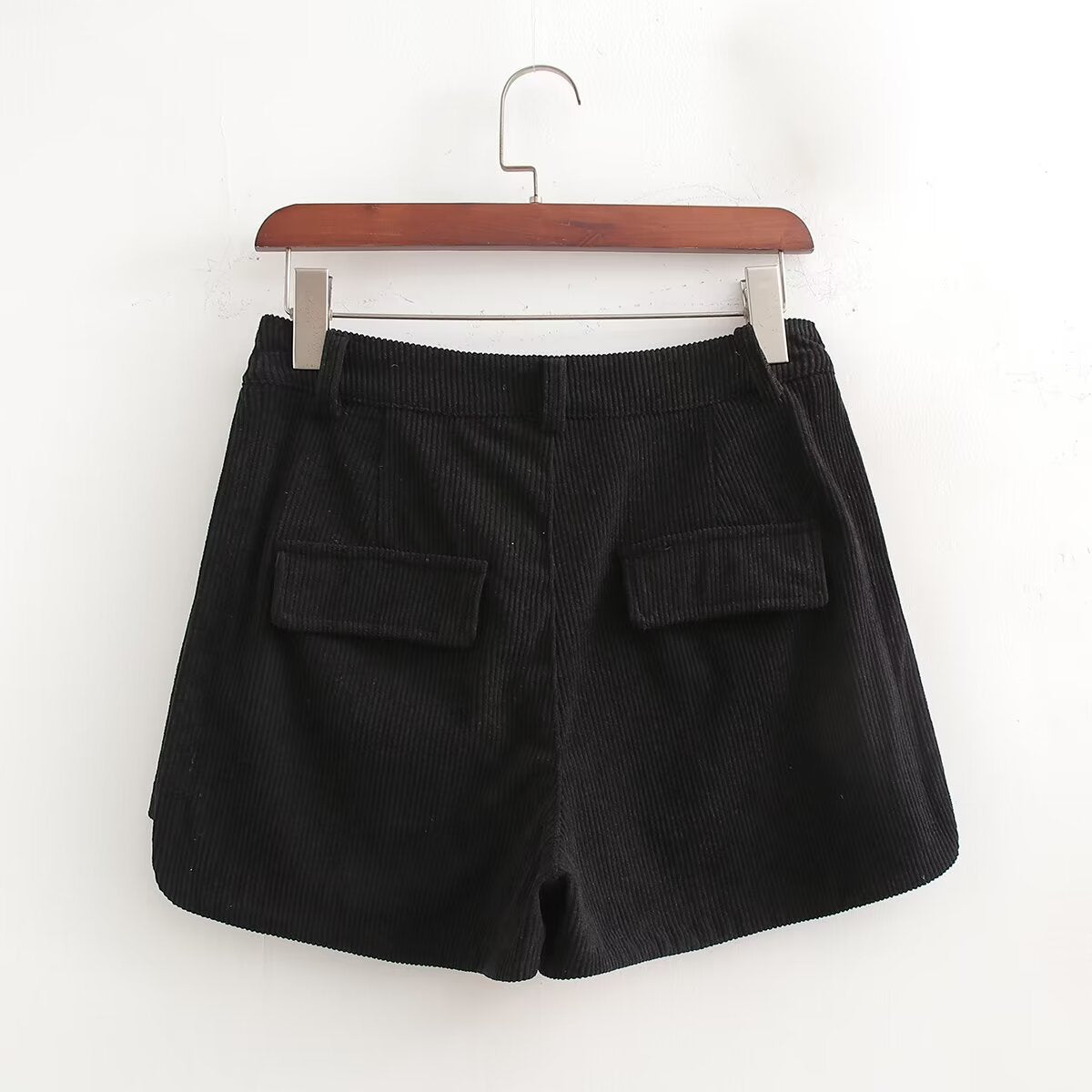 Women Clothing Autumn Winter All Match Double Pocket Casual Cargo Corduroy Shorts