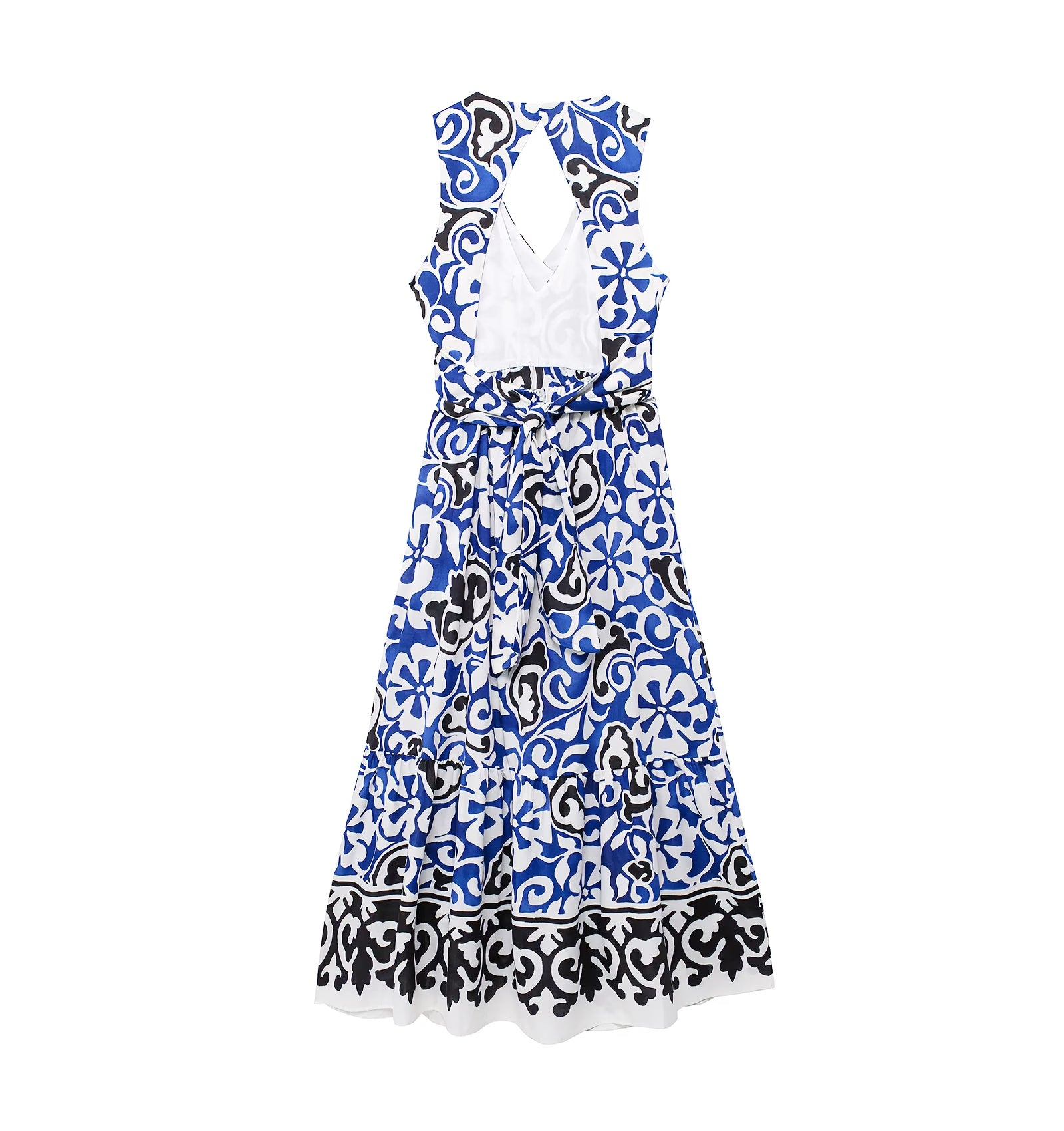 Summer Double Breasted Printed V-neck Backless Slimming Dress