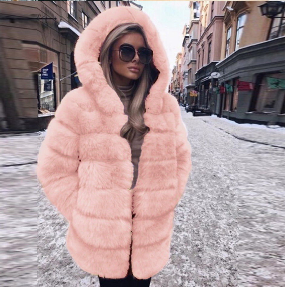 Women Luxury Winter Warm Fluffy Faux Fur Coat Jacket