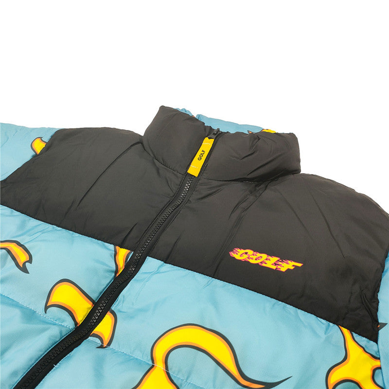 Blue Flame Down Cotton Autumn And Winter Puffer Jackets