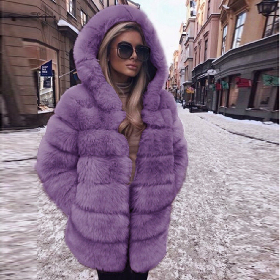 Women Luxury Winter Warm Fluffy Faux Fur Coat Jacket
