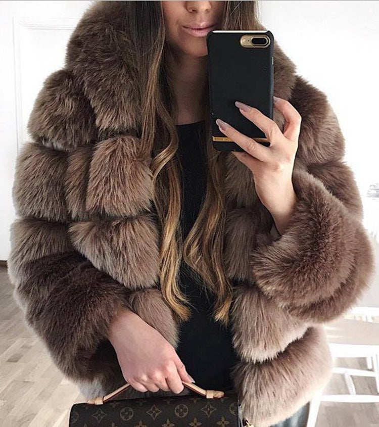 Women Luxury Winter Warm Fluffy Faux Fur Coat Jacket