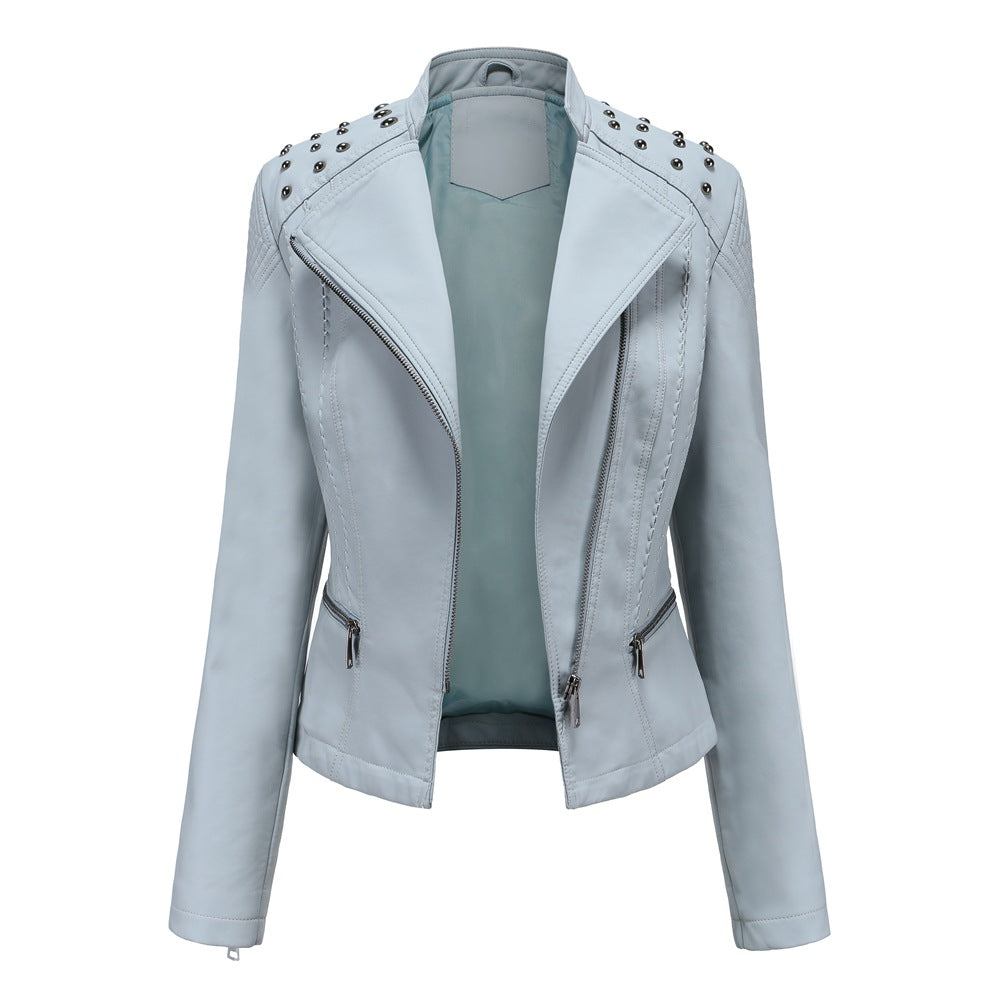 New Slim Spring Autumn Women Leather Jacket Slim Thin Jacket Ladies Motorcycle Clothing