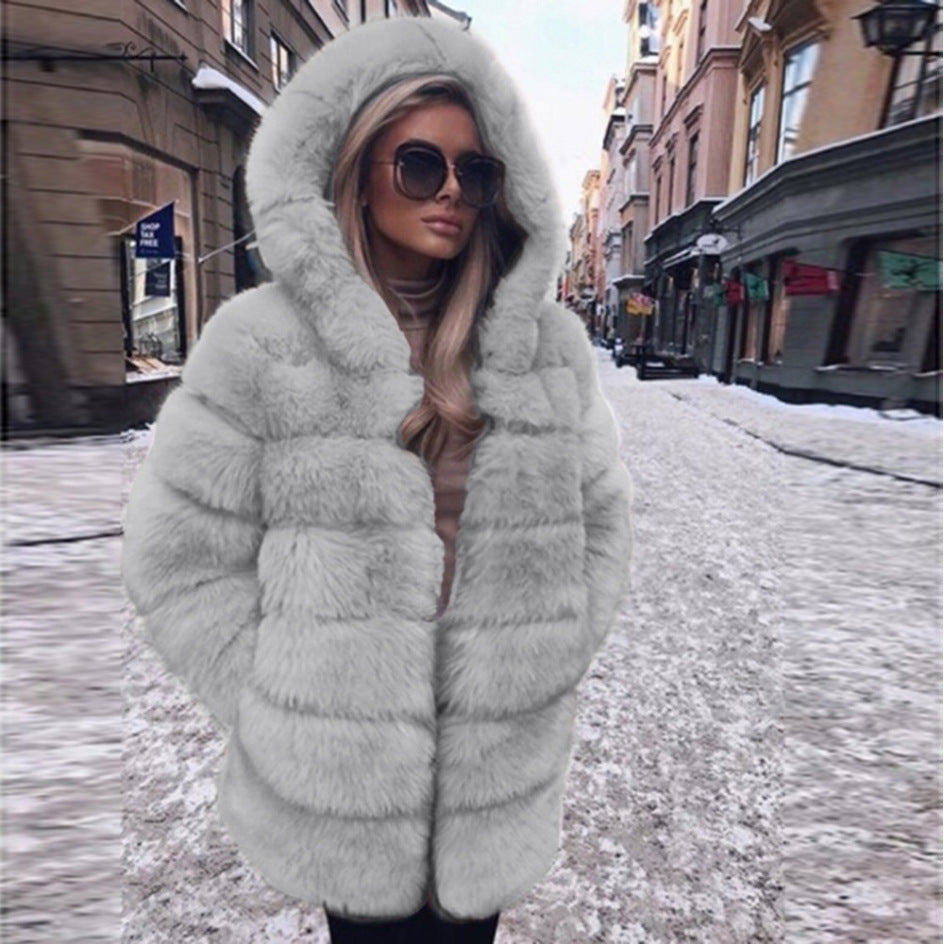 Women Luxury Winter Warm Fluffy Faux Fur Coat Jacket