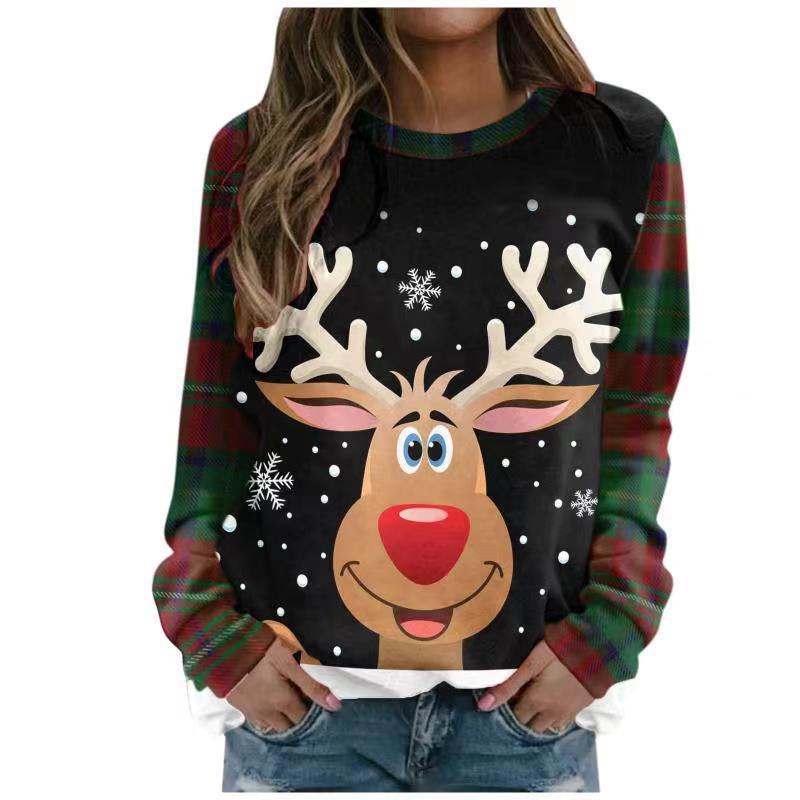 Elf Print Long Sleeve Crew Neck Sweatshirt