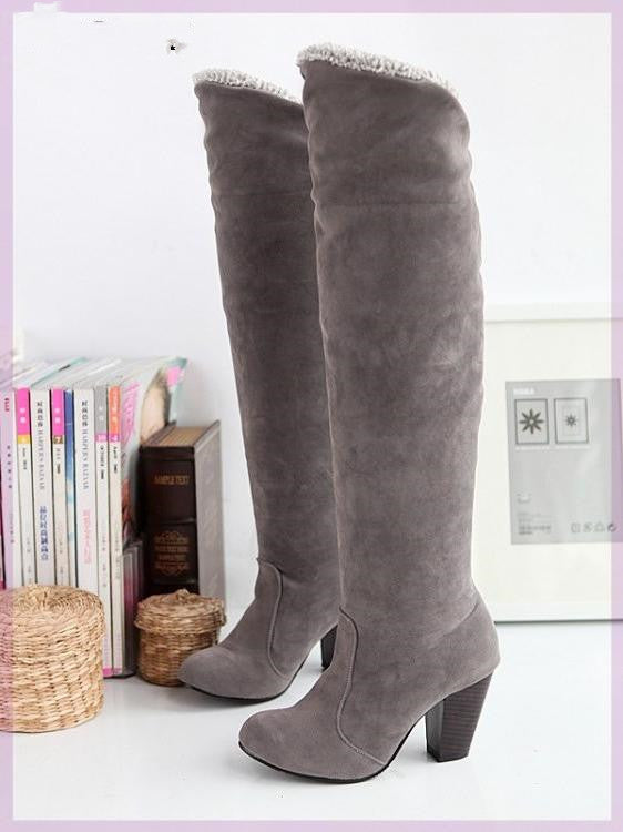 Womens High Heeled High Knee Knee Boots