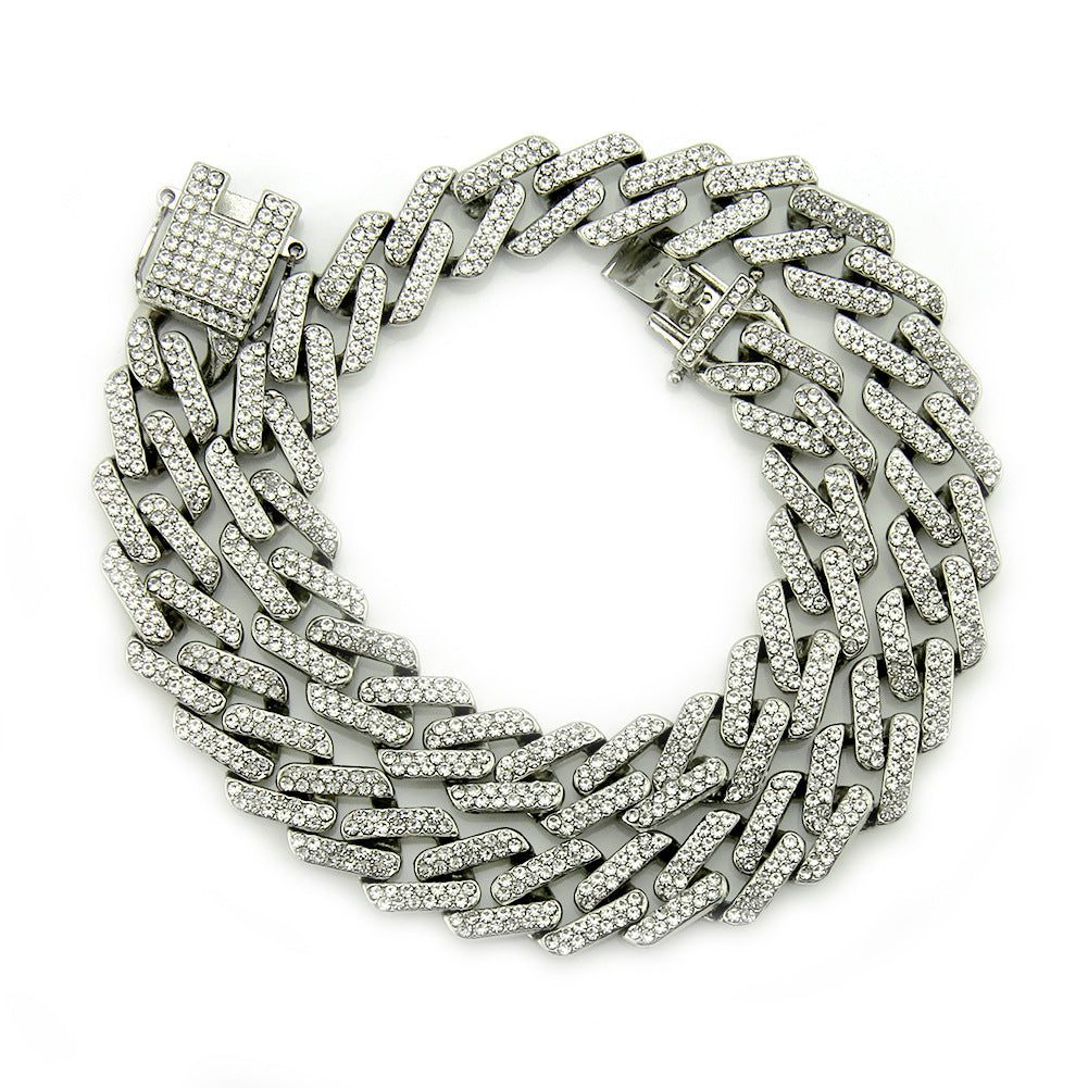Mens Colored Diamonds Geometric Square Cuban Necklace Chain