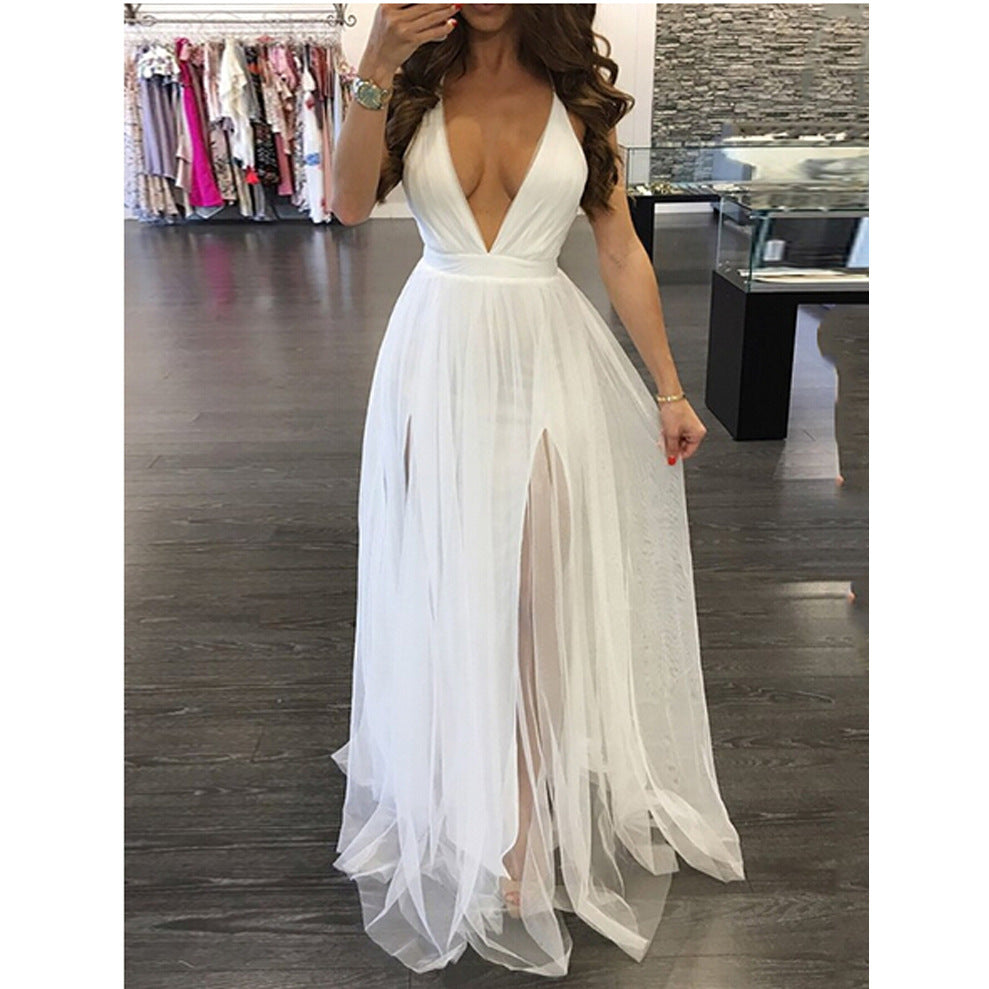 Explosion Style Mesh Sling Long Dress