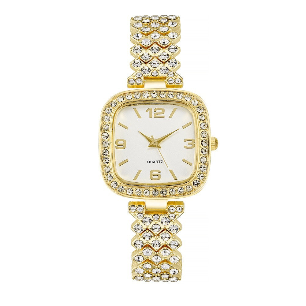 Small Square Full Diamond Women's Bracelet Wristwatch