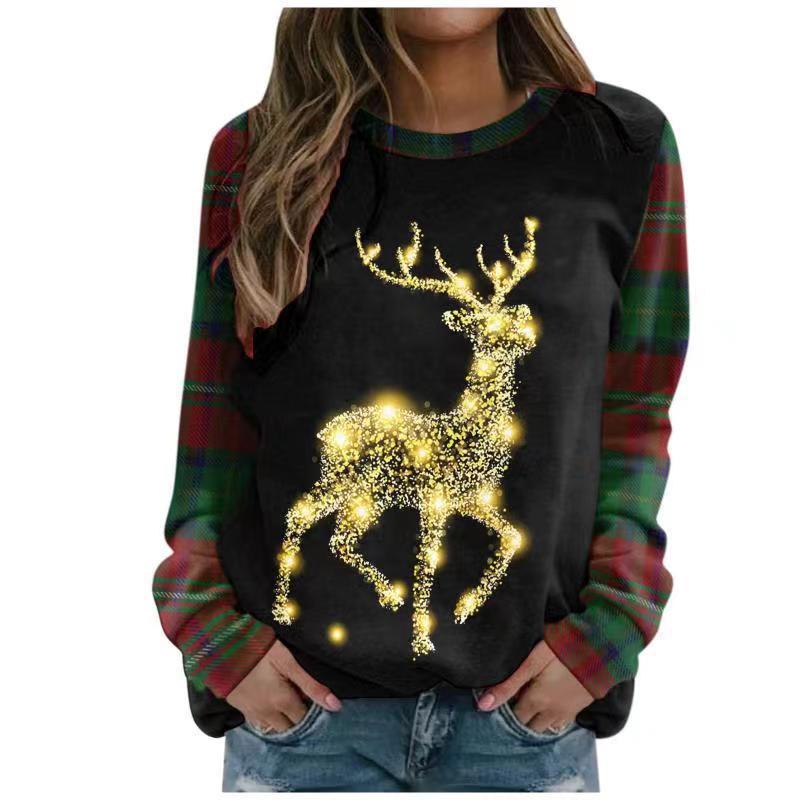 Elf Print Long Sleeve Crew Neck Sweatshirt