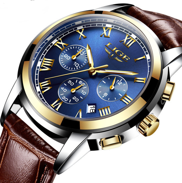 Mens Leather Casual Leather Wristwatch