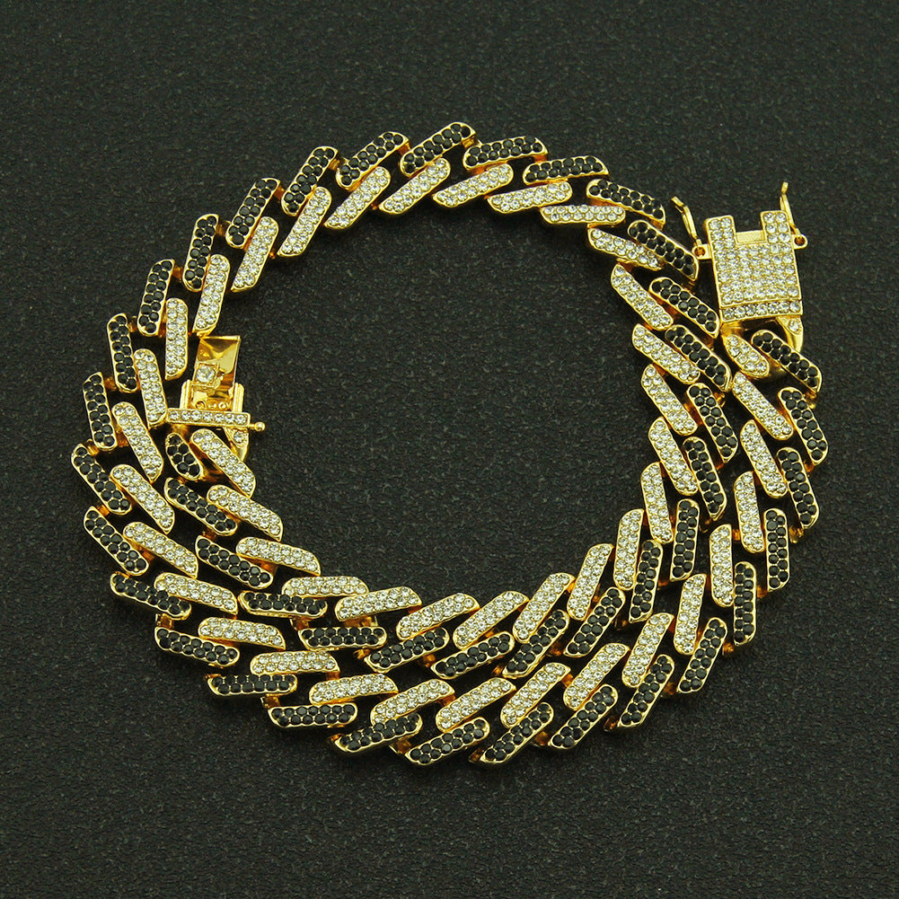 Mens Colored Diamonds Geometric Square Cuban Necklace Chain