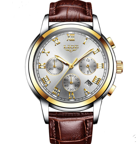 Mens Leather Casual Leather Wristwatch