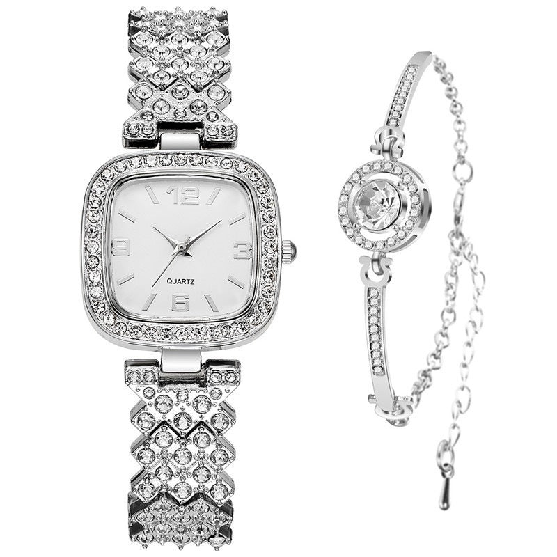 Small Square Full Diamond Women's Bracelet Wristwatch
