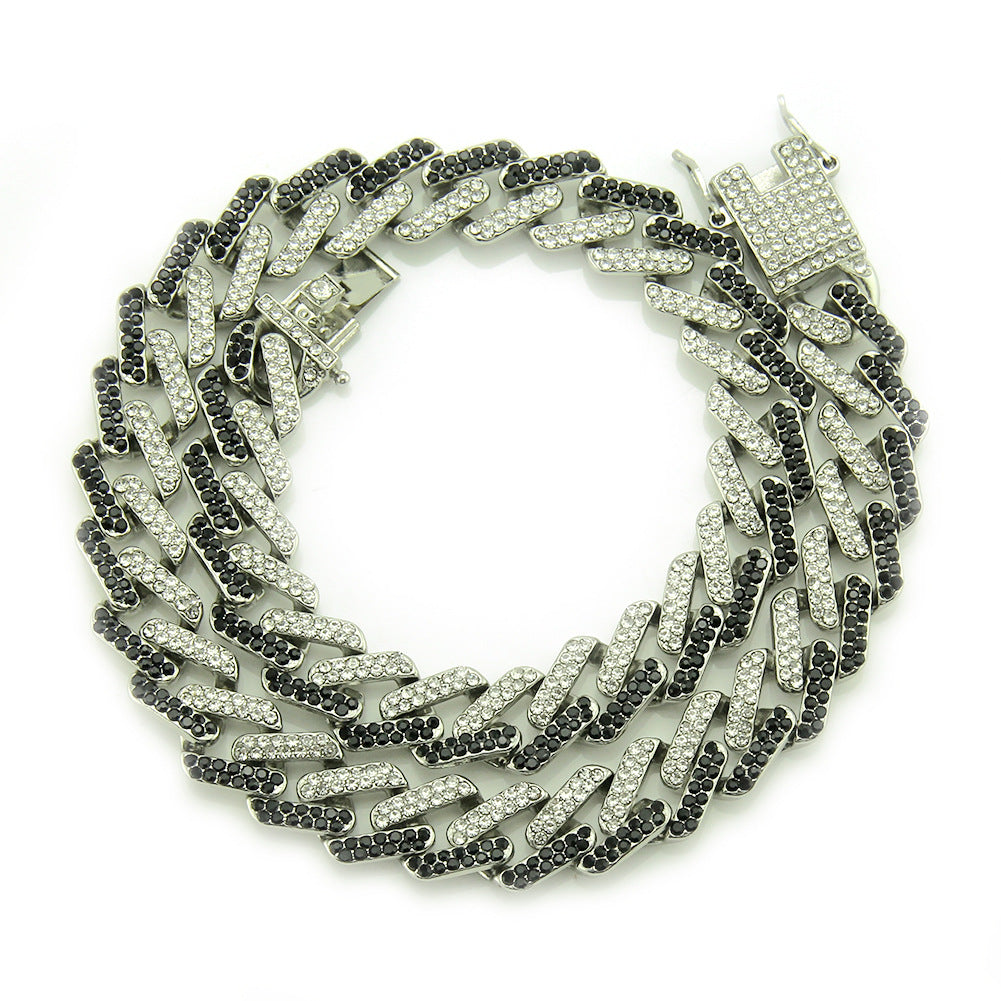 Mens Colored Diamonds Geometric Square Cuban Necklace Chain
