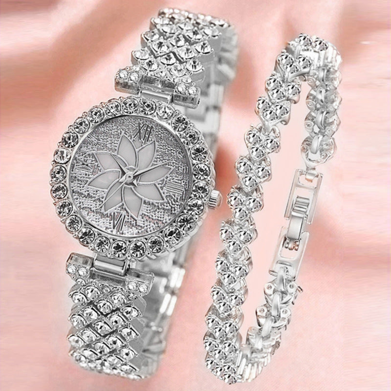 Diamond-embedded Starry Sky Flower Disk Bracelet Watch