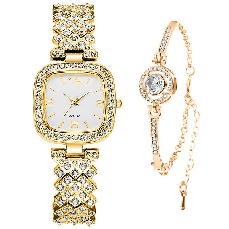 Small Square Full Diamond Women's Bracelet Wristwatch