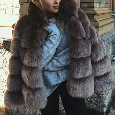 Women Luxury Winter Warm Fluffy Faux Fur Coat Jacket