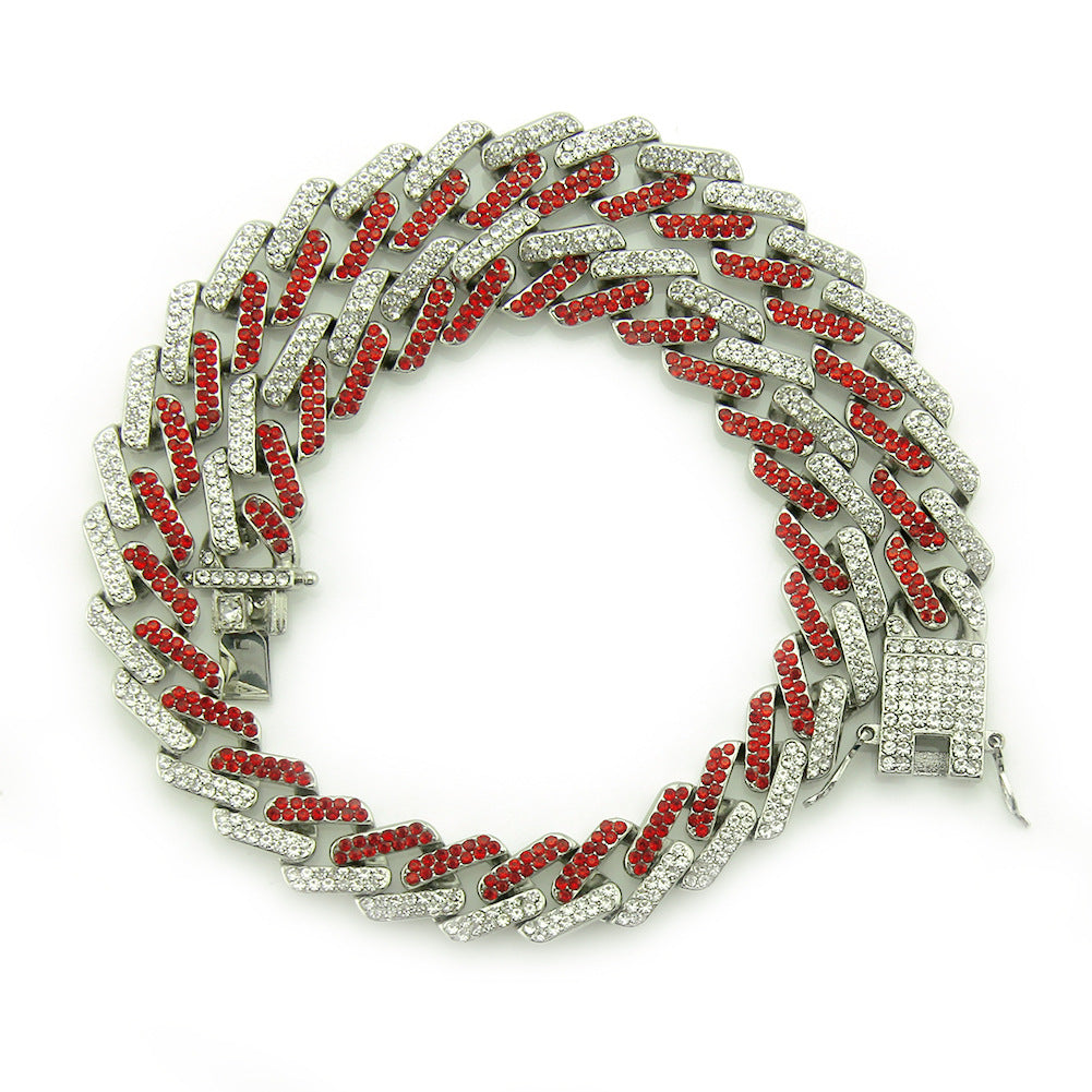 Mens Colored Diamonds Geometric Square Cuban Necklace Chain
