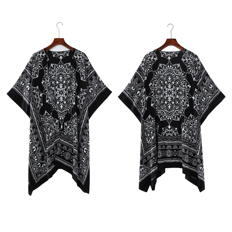 Printed Casual Mid-length Fringe Blouse Women's Cardigan Jacket