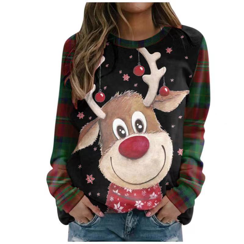 Elf Print Long Sleeve Crew Neck Sweatshirt