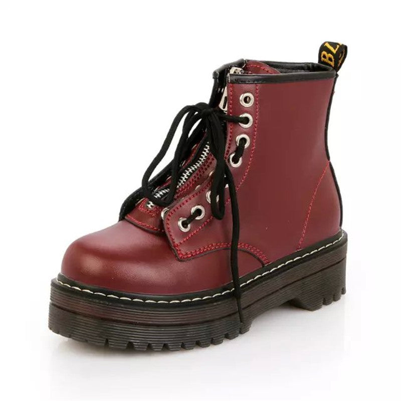 Round Toe Front Lace Up Womens Martin Boots