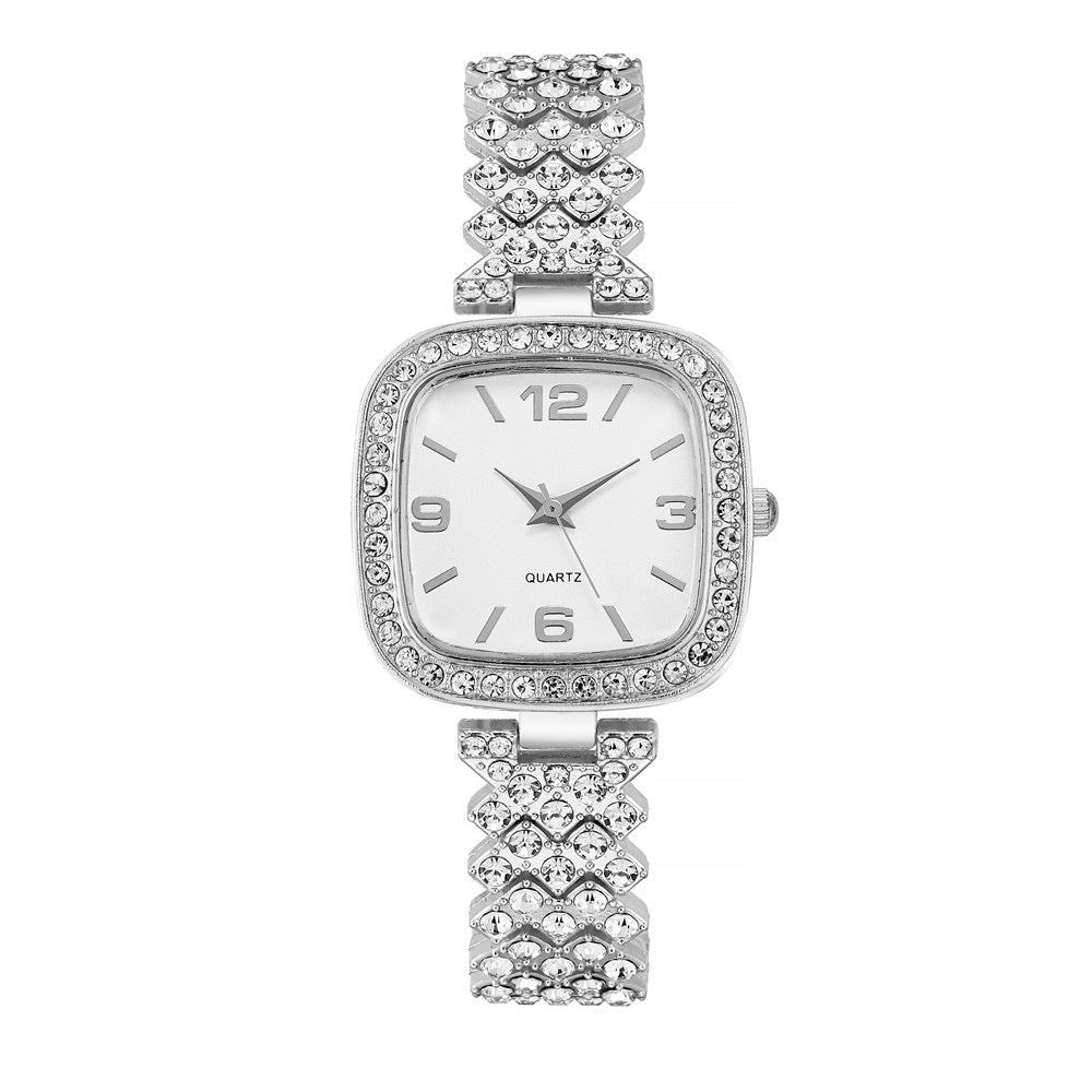 Small Square Full Diamond Women's Bracelet Wristwatch