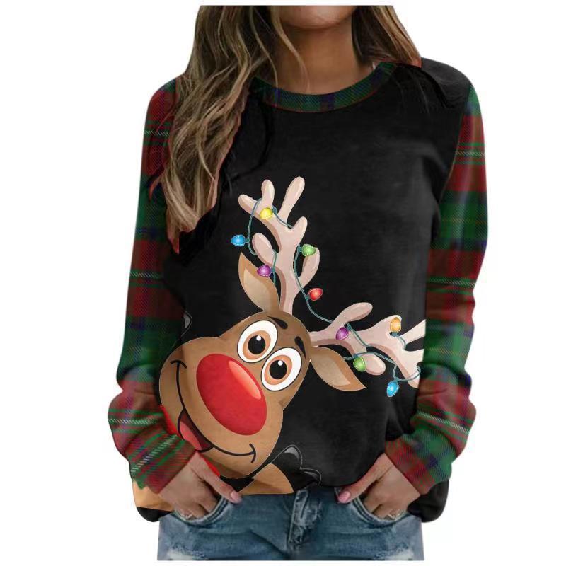 Elf Print Long Sleeve Crew Neck Sweatshirt