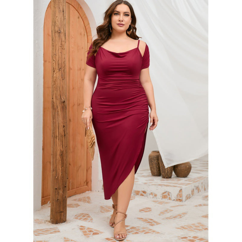 Plus Size Women's Split Ruched Dress