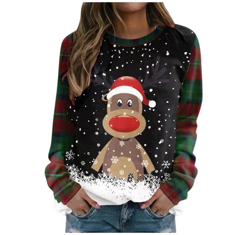 Elf Print Long Sleeve Crew Neck Sweatshirt