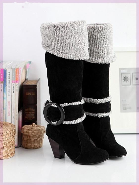 Womens High Heeled High Knee Knee Boots