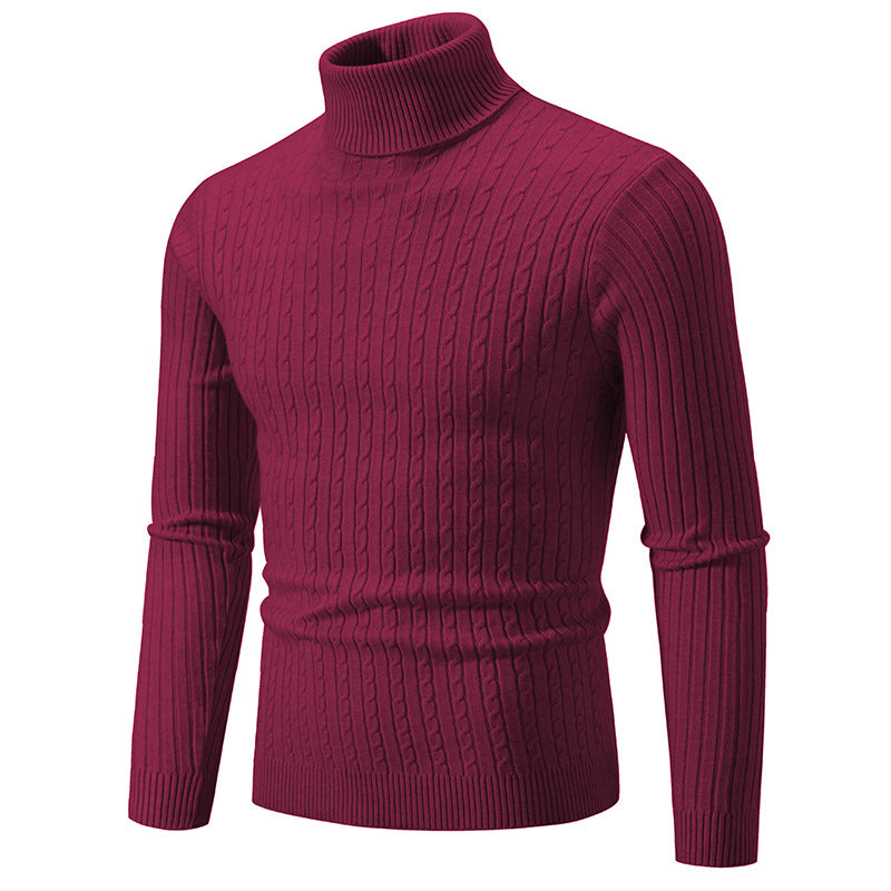 2023 Cross-border Autumn And Winter Foreign Trade New Men's Solid Color Sweater Fashion Long Sleeve Turtleneck Sweater Couple Base Shirt