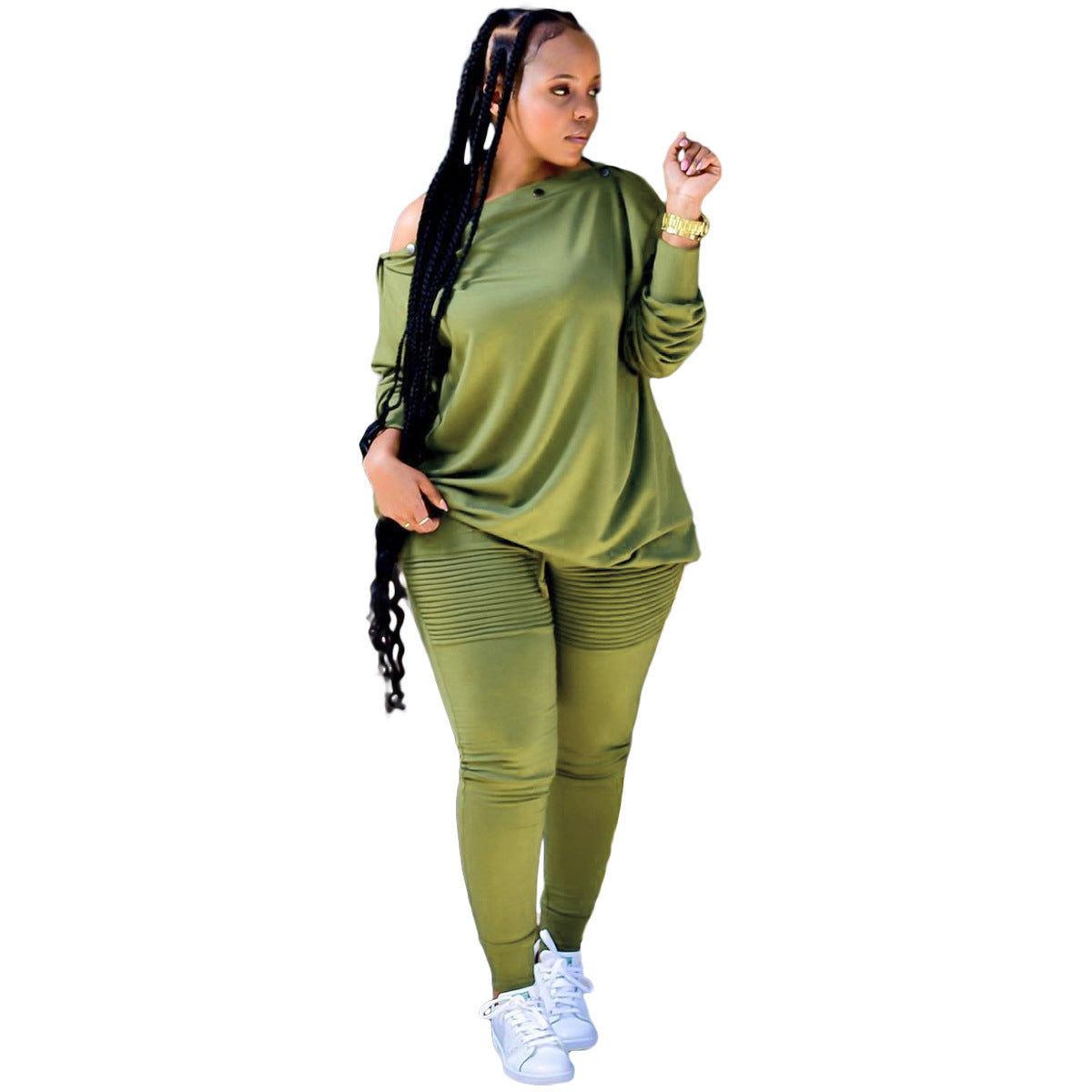 Plus Size Fall Winter Long Sleeved Trousers Solid Color Special Casual Women Set Clothes