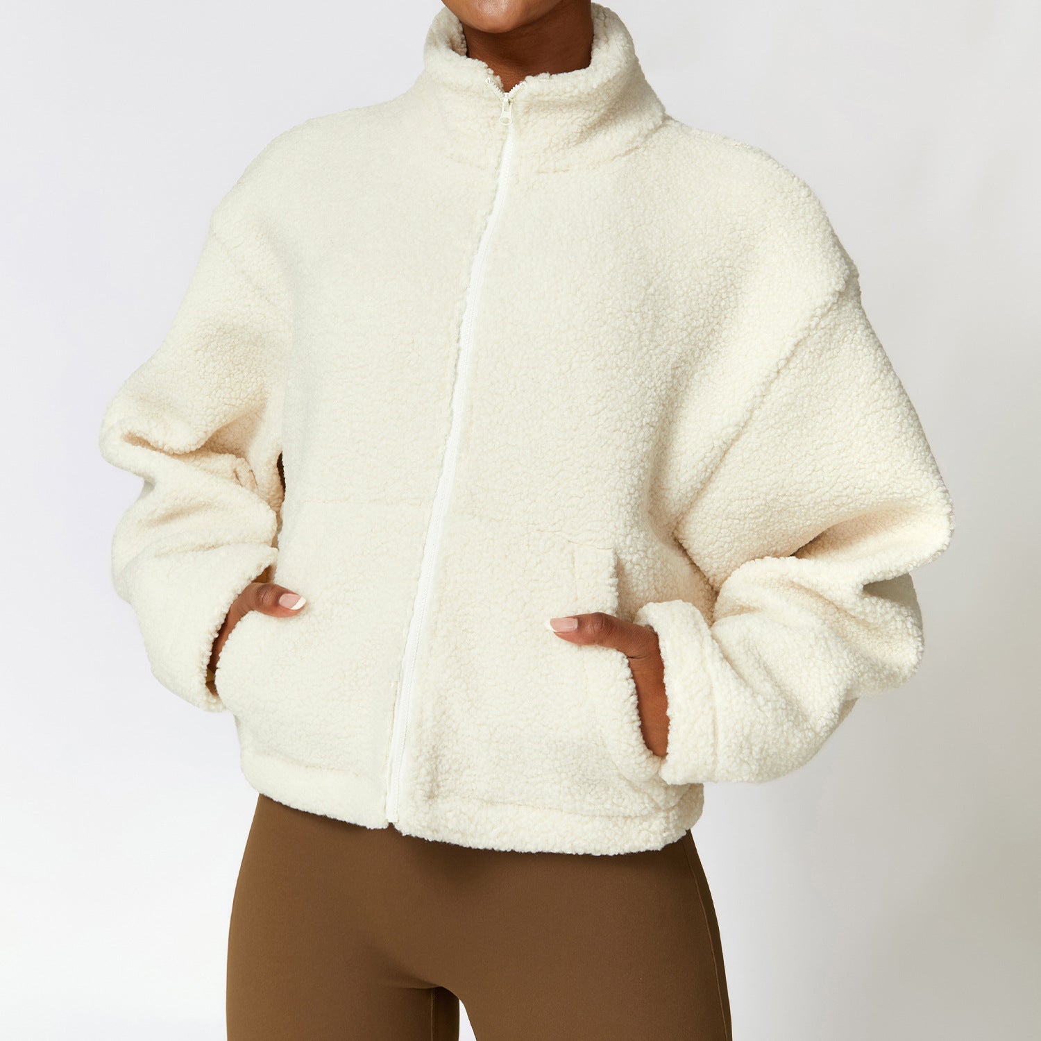Winter Zipper Thermal Lambswool Fitness Sports Jacket All Matching Thickened Polar Fleece Jacket Women