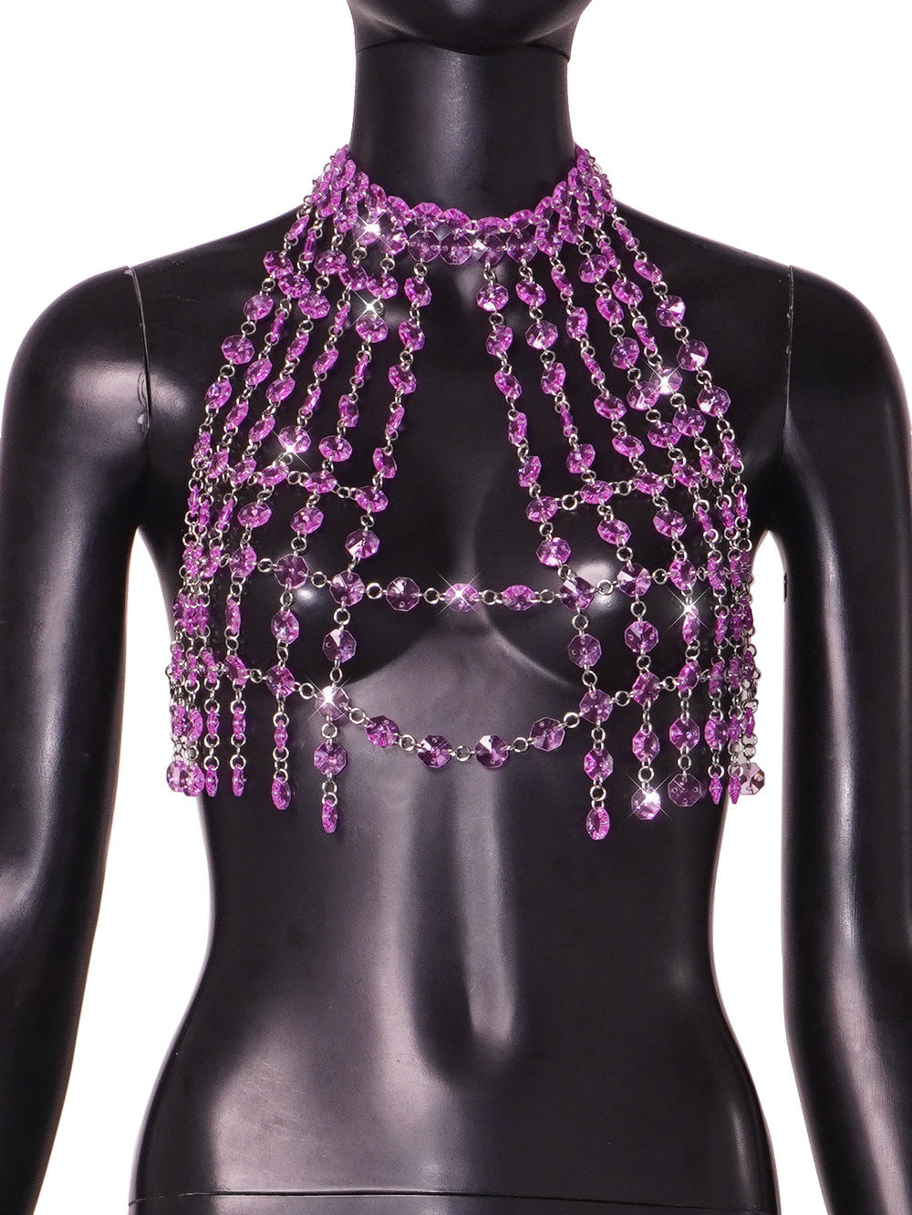 Women Backless Sexy Love Acrylic Paillette Vest