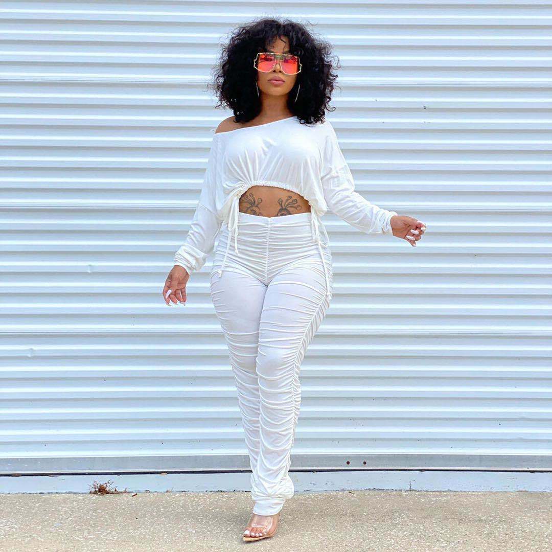 Plus Size Spring Summer Women Clothing Autumn Crew Neck Casual Home Cute two piece set