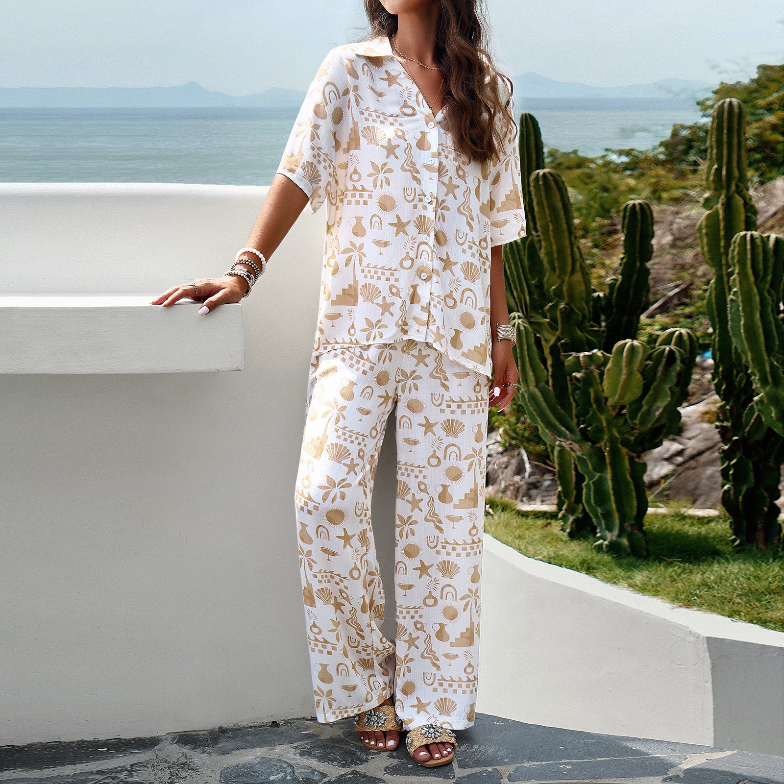 Women Clothing Wildberries Spring Summer Printed Short Sleeve Suit