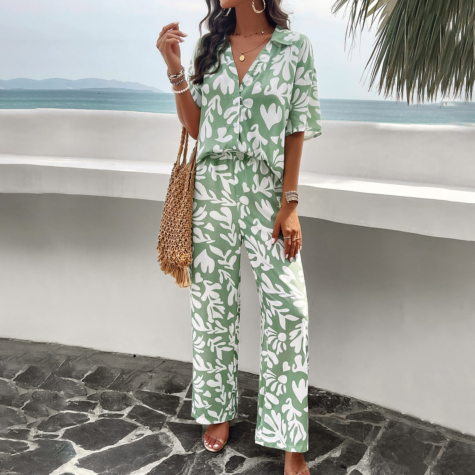 Women Clothing Wildberries Spring Summer Printed Short Sleeve Suit
