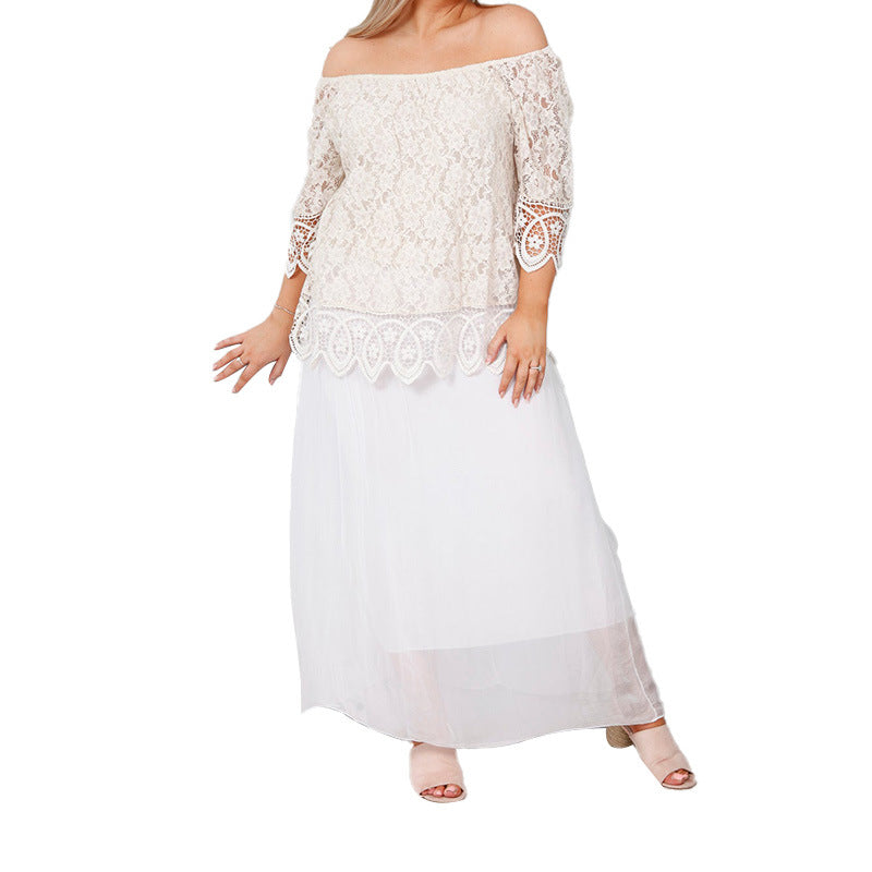 Plus Size Women Clothing Elegant Sexy off Shoulder Dress