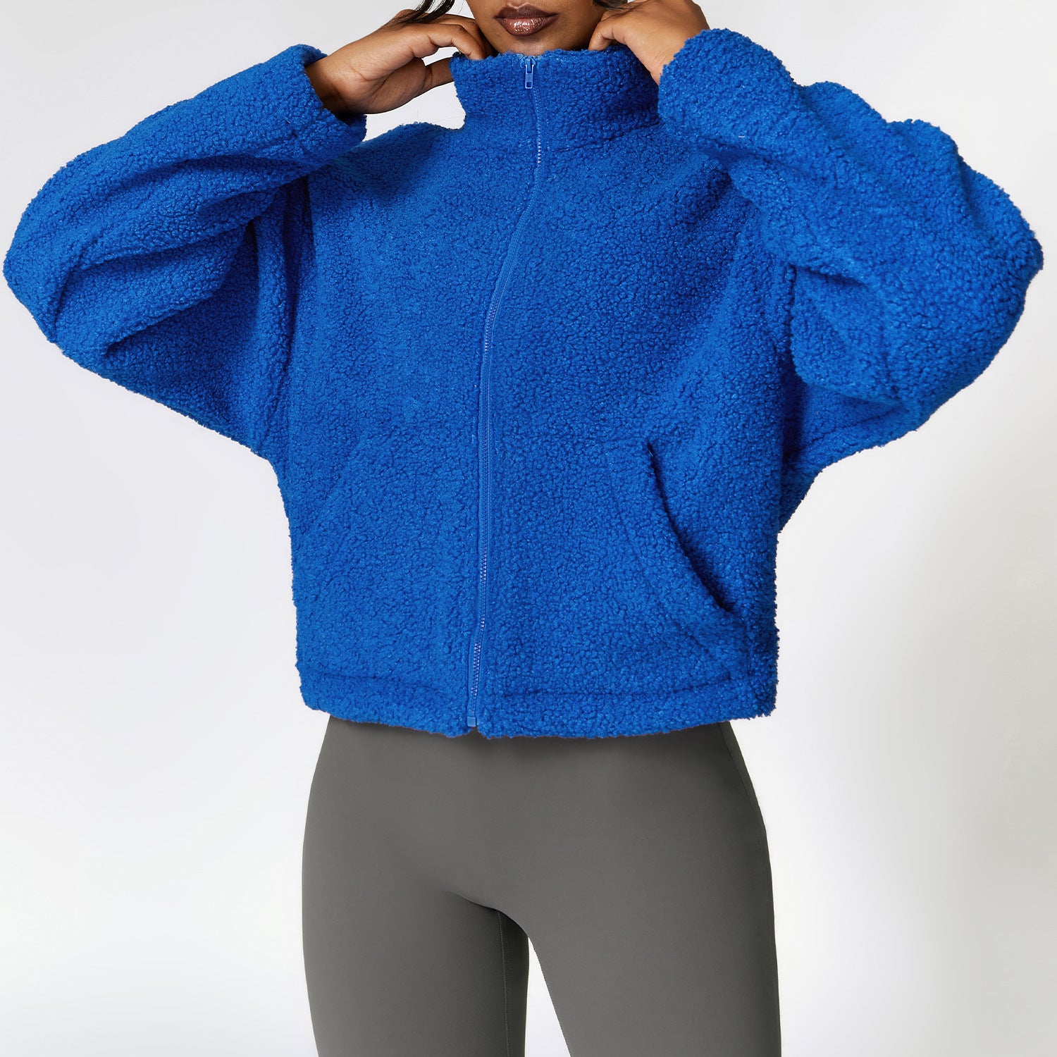 Winter Zipper Thermal Lambswool Fitness Sports Jacket All Matching Thickened Polar Fleece Jacket Women