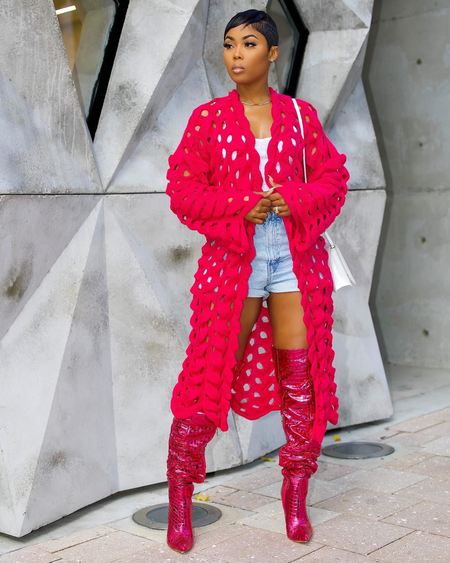 Women Clothes Autumn Winter Knitting Hand Crochet Hollow Out Cutout Long Cardigan Sweater