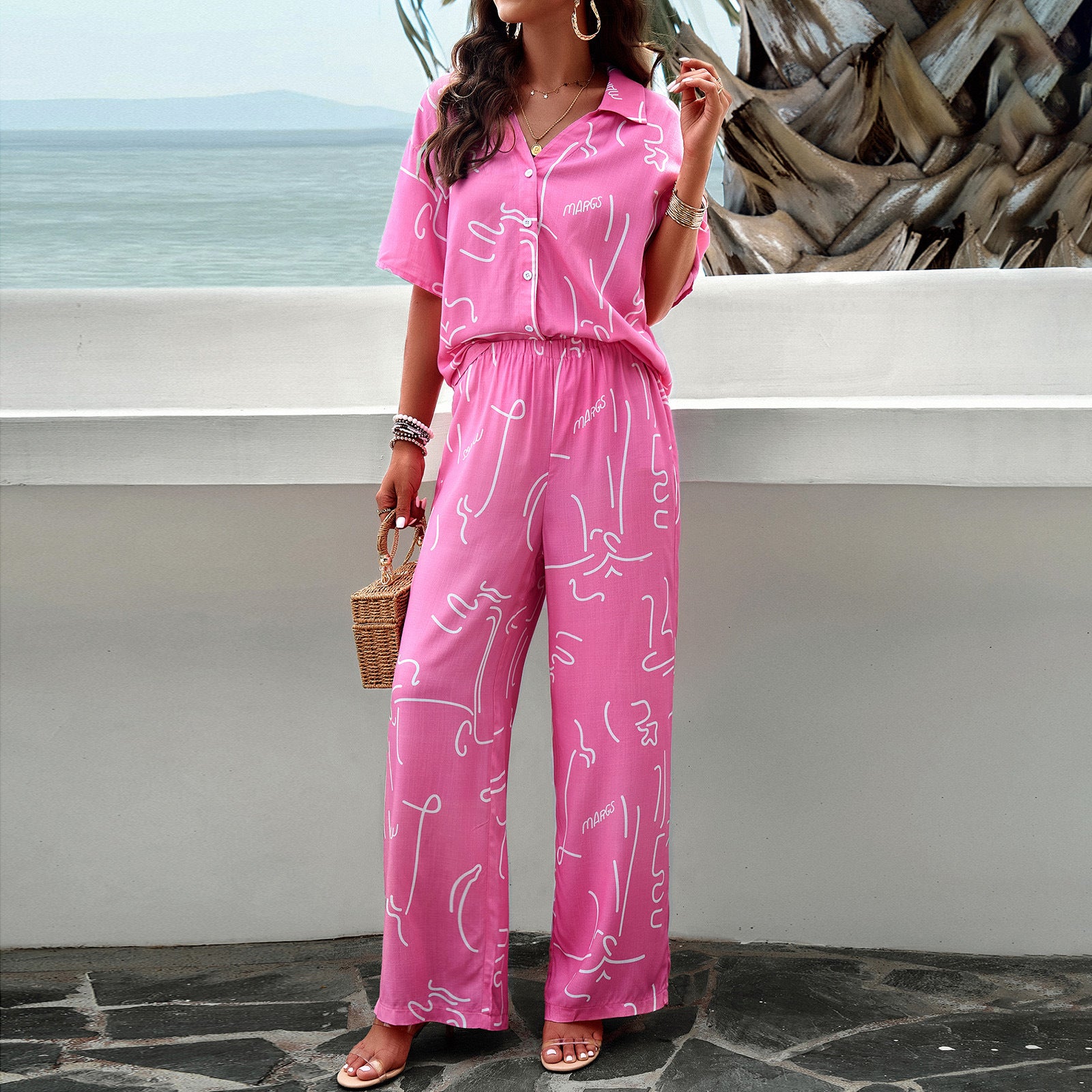 Women Clothing Wildberries Spring Summer Printed Short Sleeve Suit