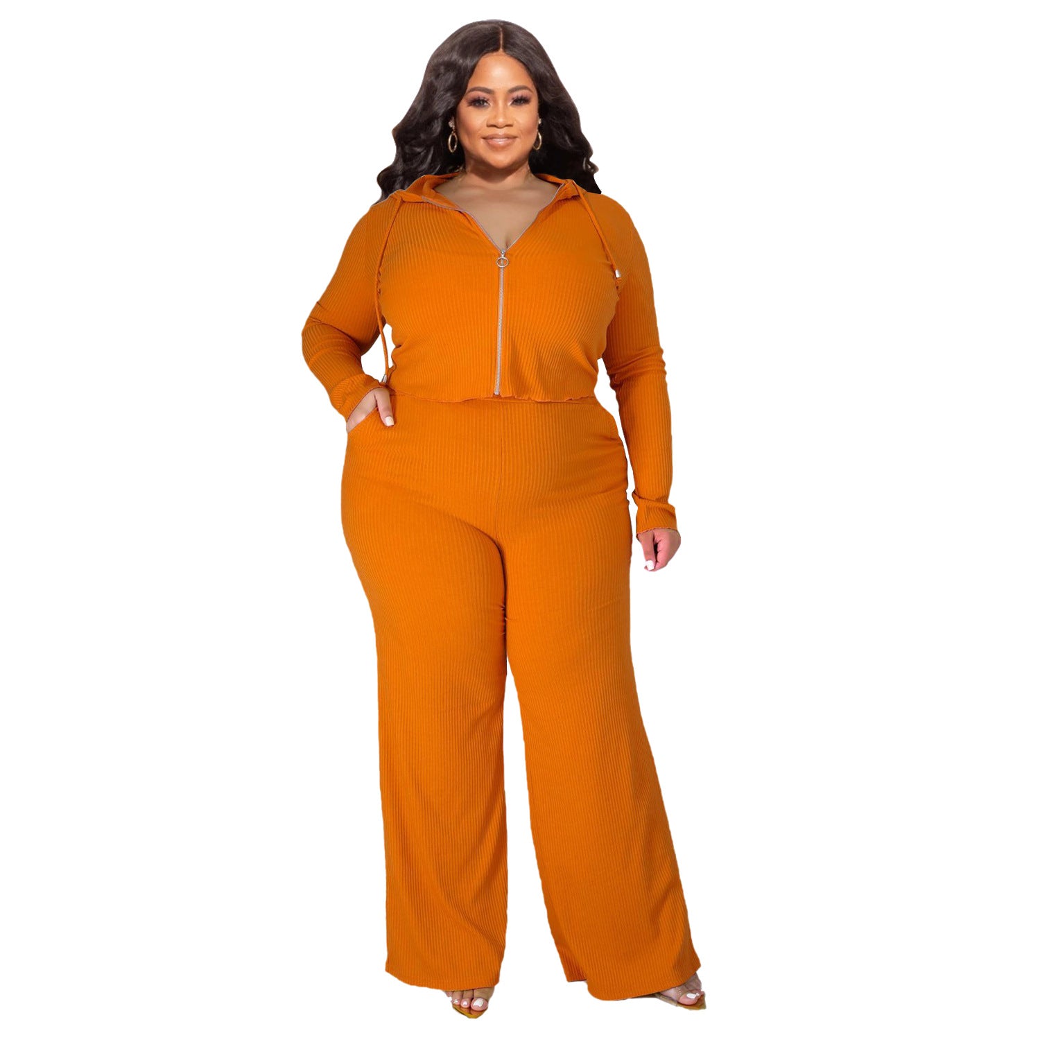 Plus Size High Elastic Sunken Stripe Three Piece Suit Sports Casual Sexy Women Clothing