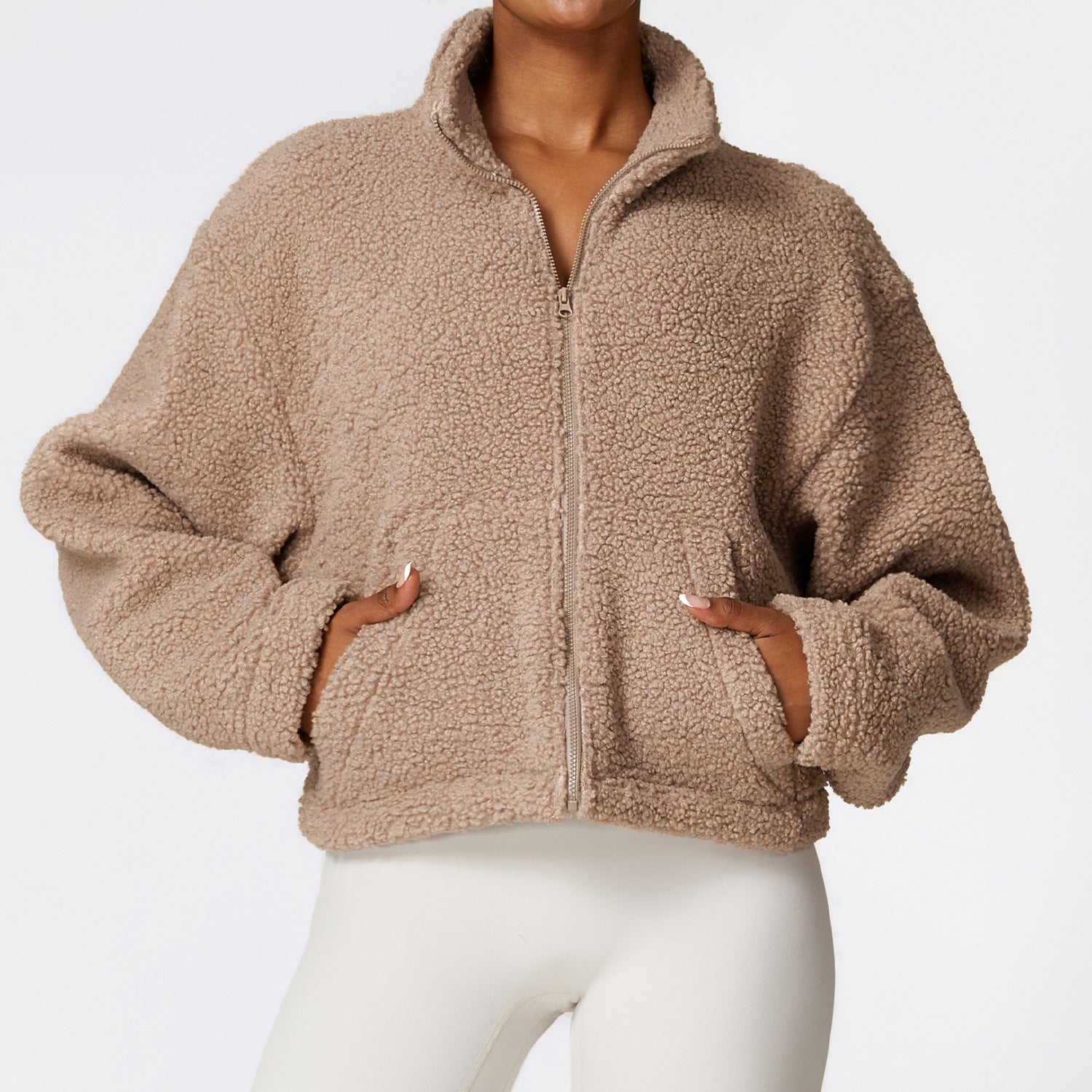 Winter Zipper Thermal Lambswool Fitness Sports Jacket All Matching Thickened Polar Fleece Jacket Women