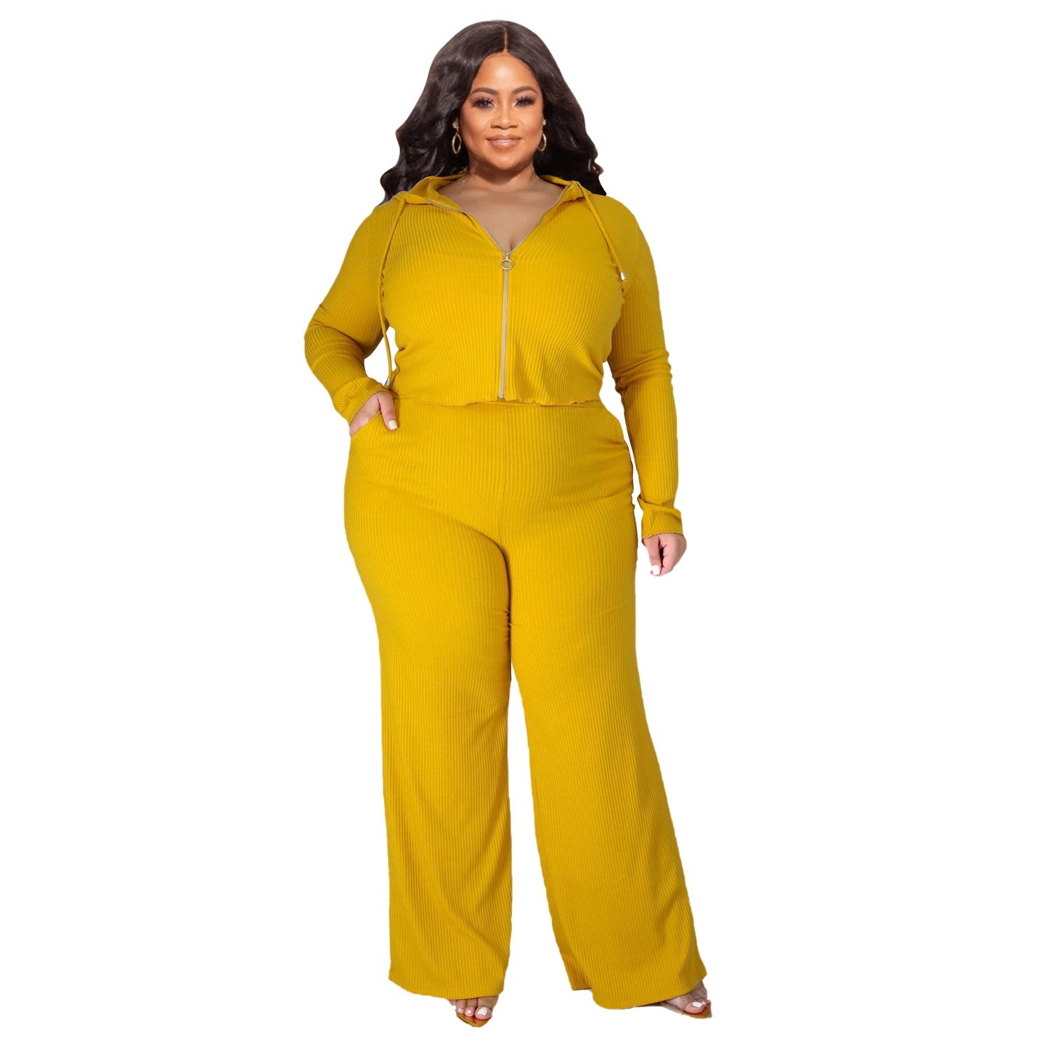 Plus Size High Elastic Sunken Stripe Three Piece Suit Sports Casual Sexy Women Clothing